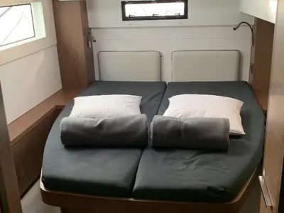 Cabin on Sail Away, a Lagoon 46 OW catamaran at Ventimiglia, Italy