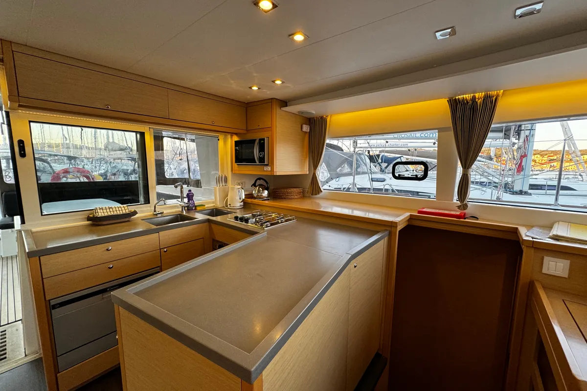 Galley of Kat el Mar, a Lagoon 450 Fly catamaran at Općina Rogoznica, Croatia