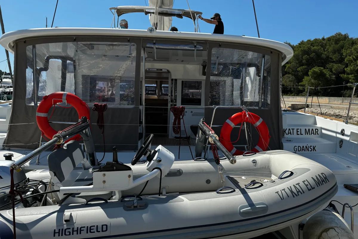 Exterior view of Kat el Mar, a Lagoon 450 Fly catamaran at Općina Rogoznica, Croatia