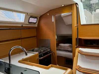 Galley of ZikkZakk, a Jeanneau Sun Odyssey 409 sailboat at Bergen, Norway