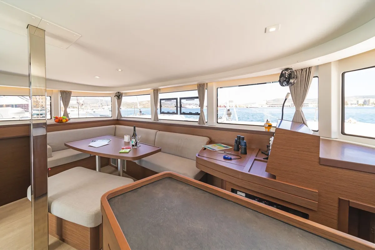 Salon of White Waves, a Lagoon 42 catamaran at Municipal Unit of Lefkada, Greece