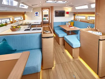 Salon of Jeanneau Sun Odyssey 490, a sailboat at Tonnarella, Italy