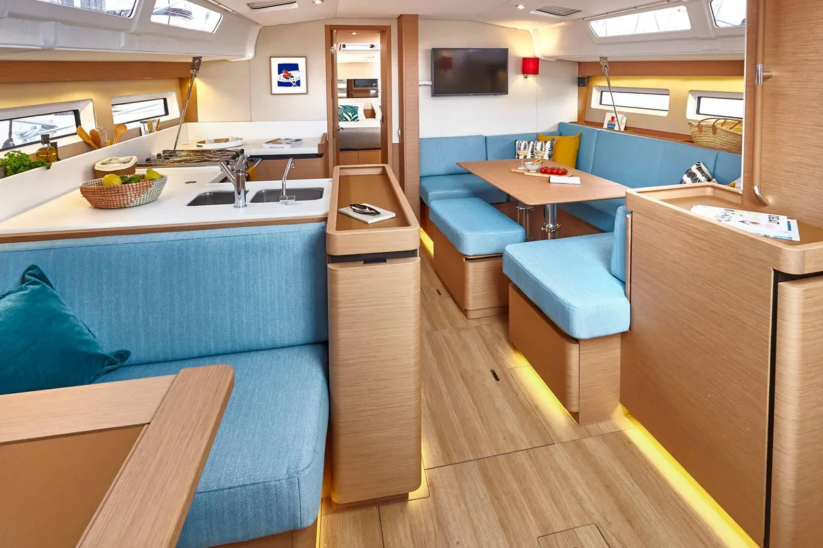 Salon of Jeanneau Sun Odyssey 490, a sailboat at Tonnarella, Italy