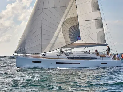 Exterior view of Jeanneau Sun Odyssey 490, a sailboat at Tonnarella, Italy