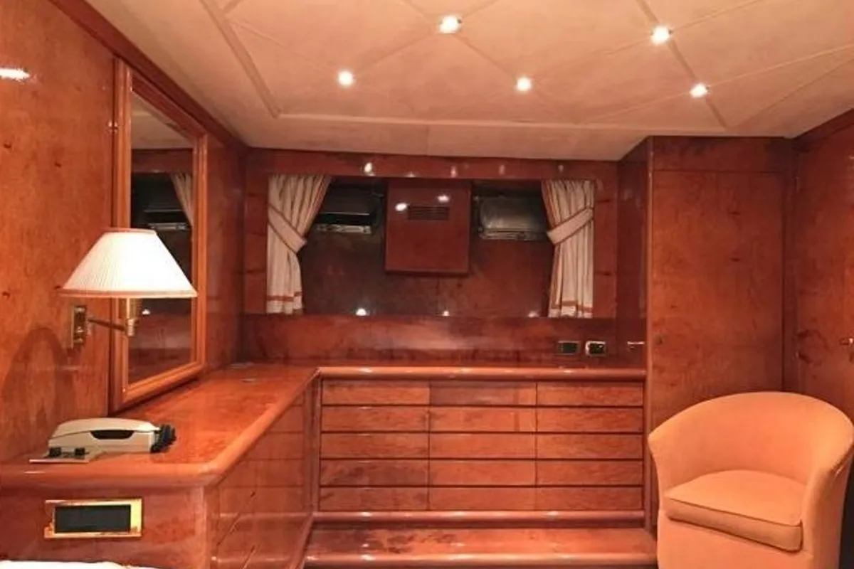 Cabin on Teddy Bear, a Cantieri di Pisa Pegasus 80 motor yacht at Palermo, Italy
