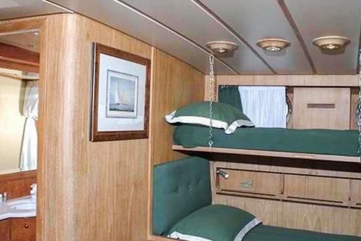 Cabin on Teddy Bear, a Cantieri di Pisa Pegasus 80 motor yacht at Palermo, Italy