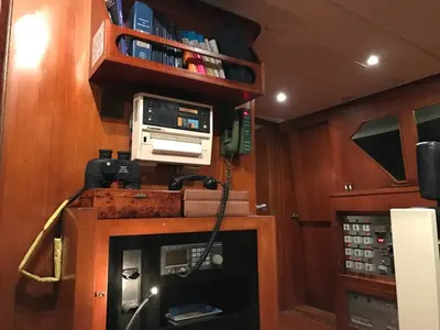 Cockpit of Teddy Bear, a Cantieri di Pisa Pegasus 80 motor yacht at Palermo, Italy