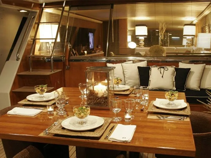 Deck of Teddy Bear, a Cantieri di Pisa Pegasus 80 motor yacht at Palermo, Italy