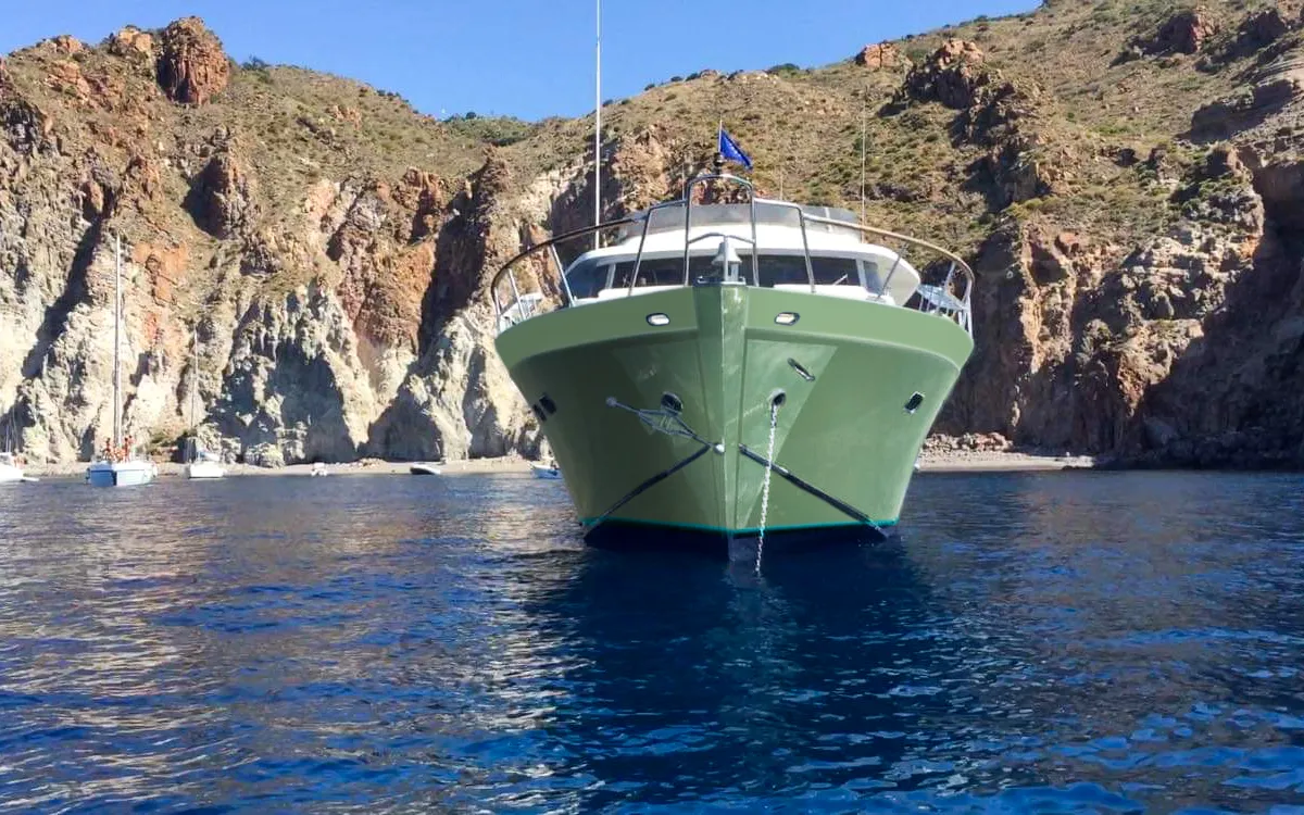 Exterior view of Teddy Bear, a Cantieri di Pisa Pegasus 80 motor yacht at Palermo, Italy