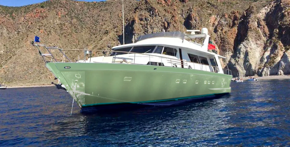 Exterior view of Teddy Bear, a Cantieri di Pisa Pegasus 80 motor yacht at Palermo, Italy