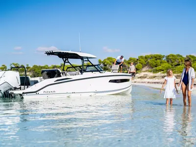 NN, a Navan S30 motorboat at Cannigione, Italy