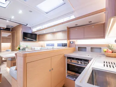 Galley of Venus, a Dufour 530 sailboat at Athens, Greece