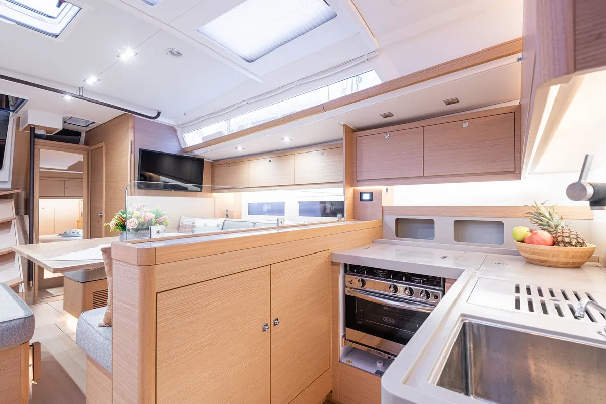 Galley of Venus, a Dufour 530 sailboat at Athens, Greece