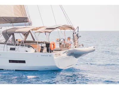 Cockpit of Venus, a Dufour 530 sailboat at Athens, Greece