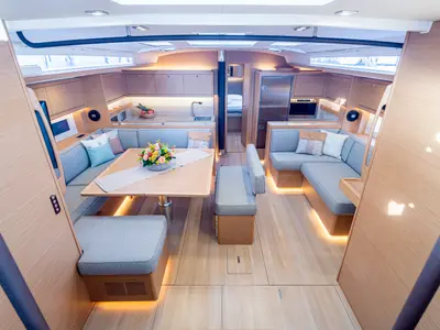 Salon of Venus, a Dufour 530 sailboat at Athens, Greece
