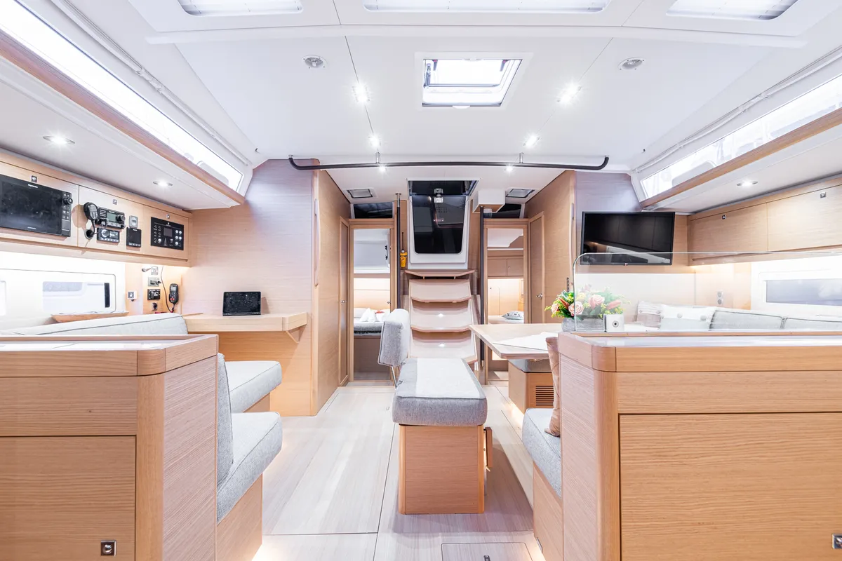 Salon of Venus, a Dufour 530 sailboat at Athens, Greece