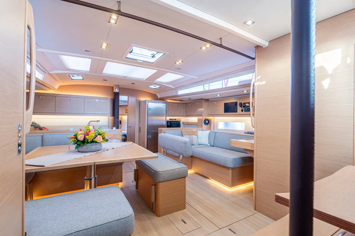Salon of Venus, a Dufour 530 sailboat at Athens, Greece