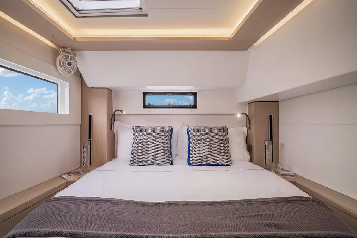Cabin on LEWIS, a Lagoon 46 catamaran at Athens, Greece