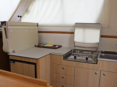 Galley of Jedva, a SAS - Vektor Adria 1002 Vektor motorboat at Općina Sukošan, Croatia