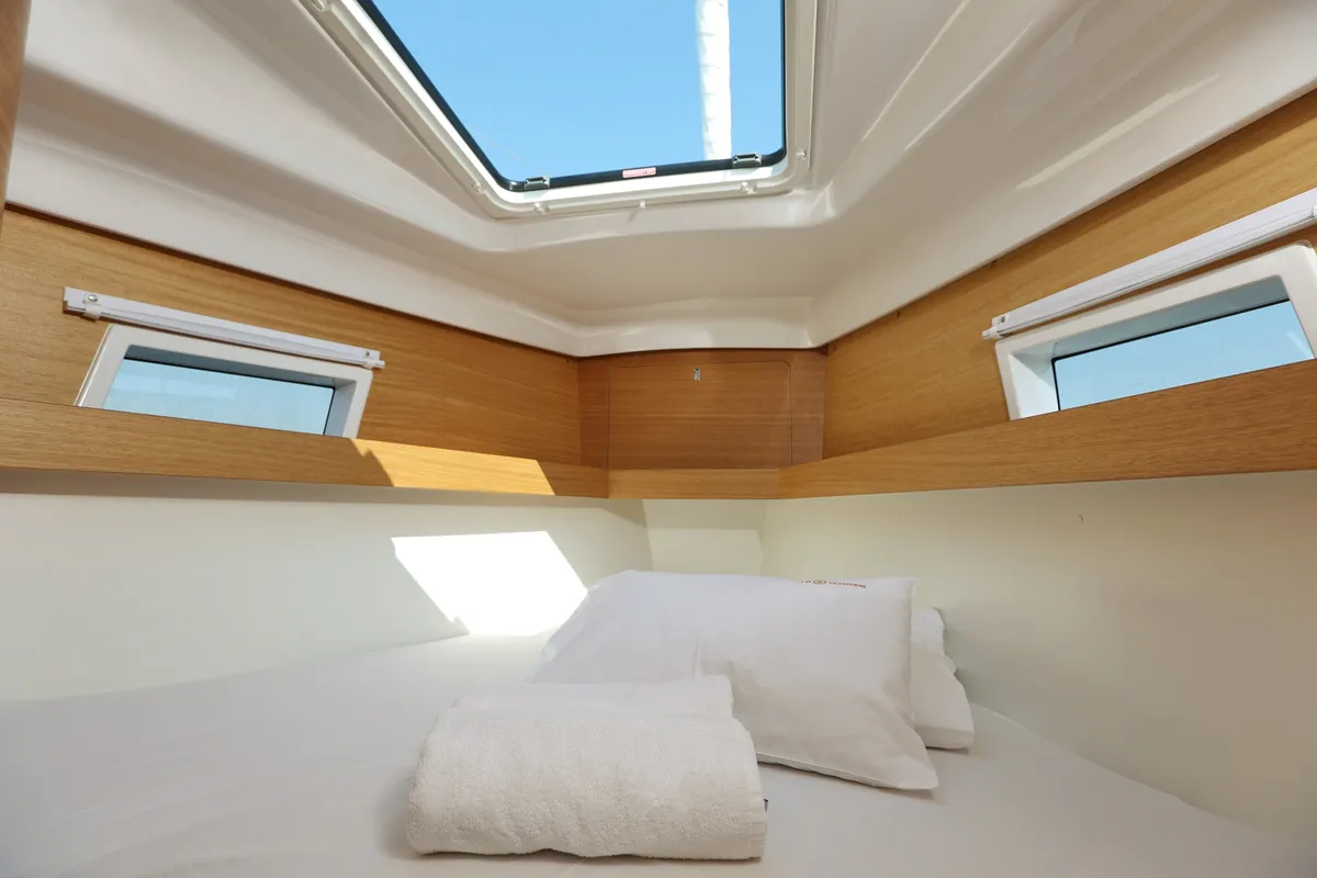 Cabin on Lara, a Elan Impression 45.1 sailboat at Grad Trogir, Croatia