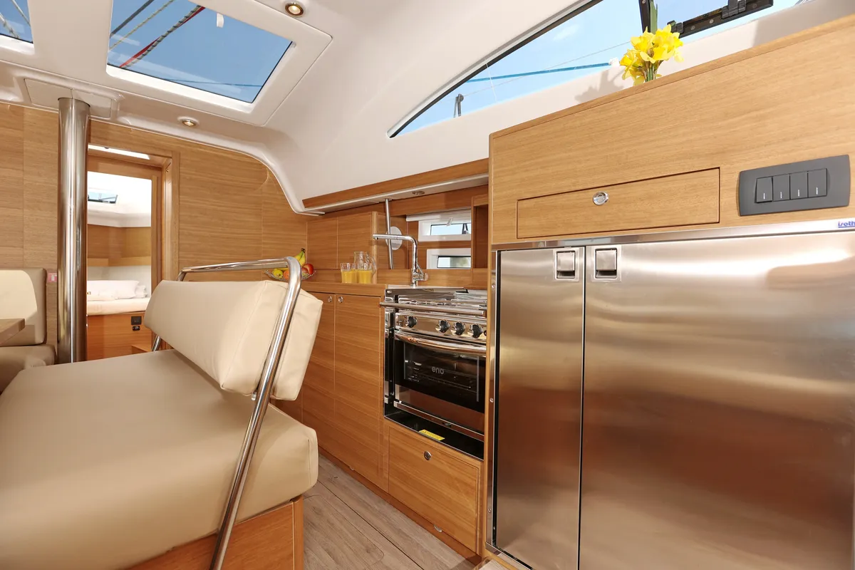 Galley of Lara, a Elan Impression 45.1 sailboat at Grad Trogir, Croatia