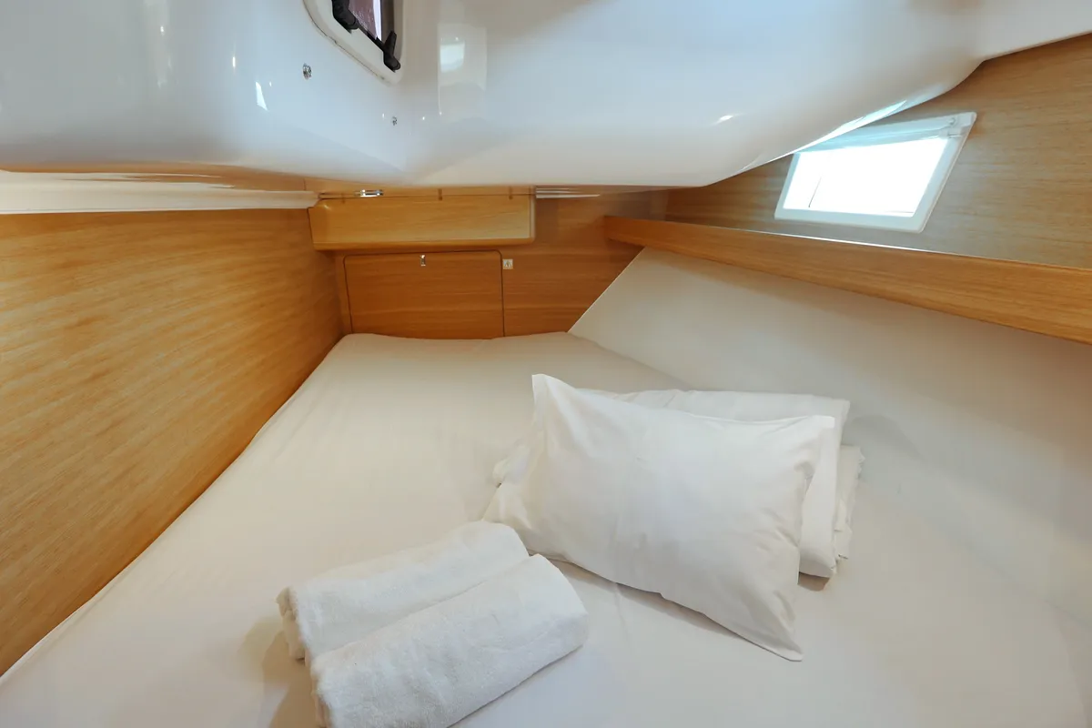 Cabin on Lara, a Elan Impression 45.1 sailboat at Grad Trogir, Croatia
