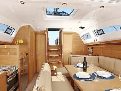 Galley of Lara, a Elan Impression 45.1 sailboat at Grad Trogir, Croatia