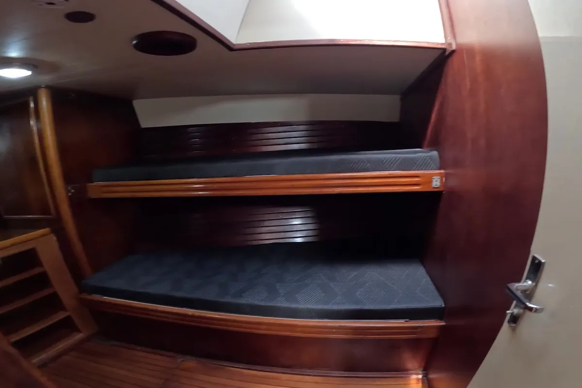 Cabin on La Peregrina, a Gulet Frers 72 sailboat at Baiona, Spain