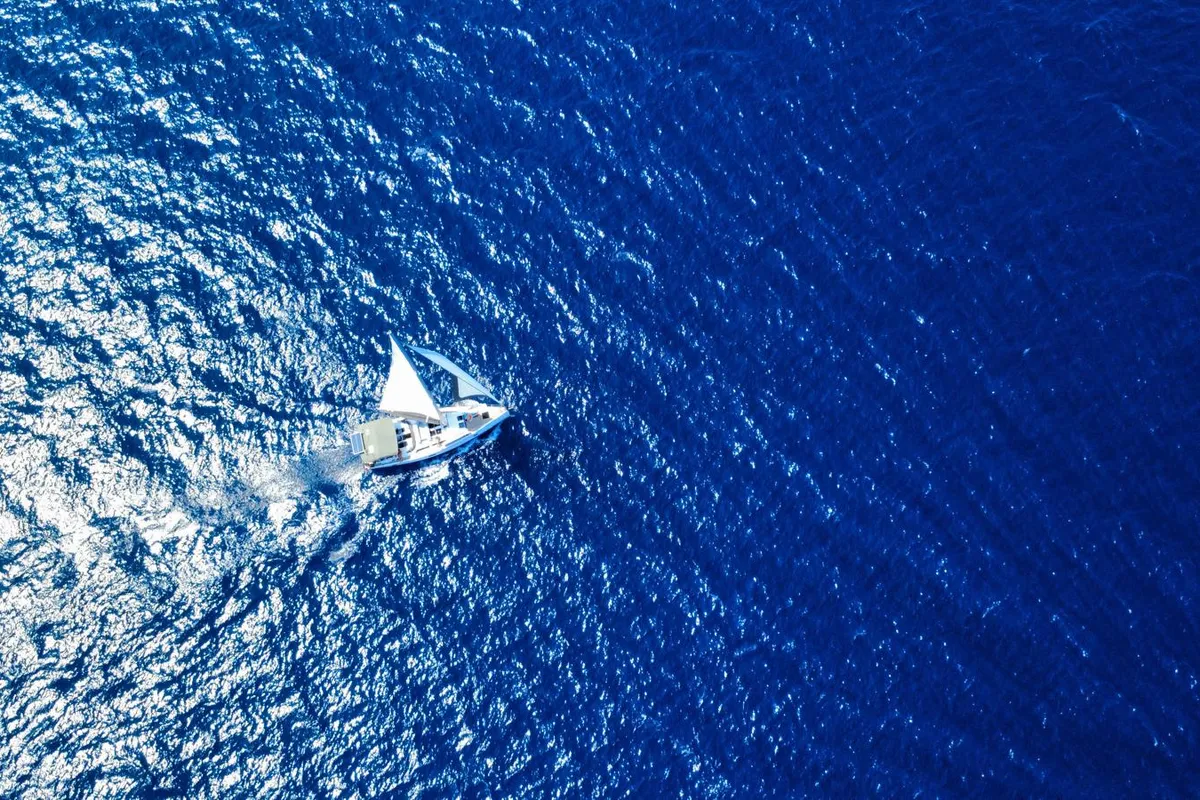 Exterior view of Planaria, a Hanse 508 sailboat at Volos, Greece