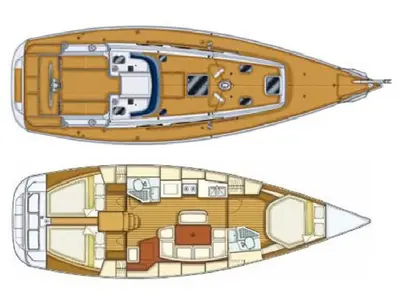 Floor plan of Šjor III, a Grand Soleil 40 sailboat at Grad Šibenik, Croatia