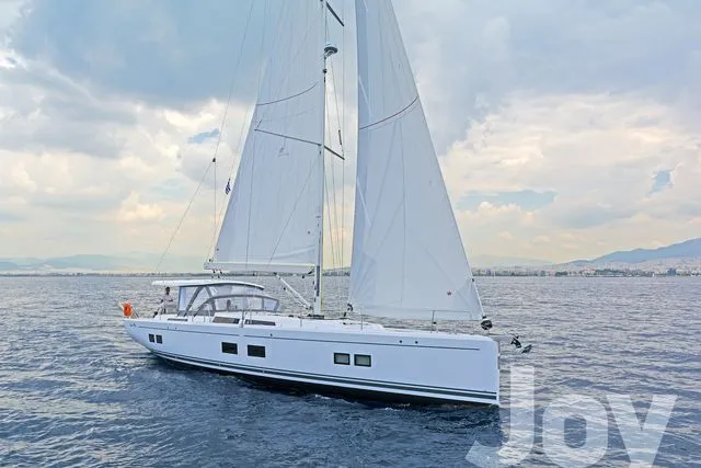 Exterior view of Joy, a Hanse 548 sailboat at Municipal Unit of Lefkada, Greece