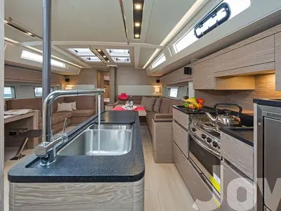 Galley of Joy, a Hanse 548 sailboat at Municipal Unit of Lefkada, Greece