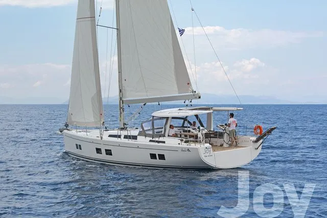 Exterior view of Joy, a Hanse 548 sailboat at Municipal Unit of Lefkada, Greece