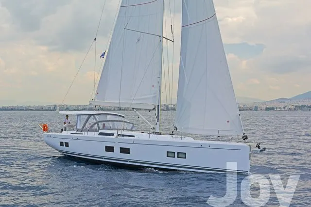 Exterior view of Joy, a Hanse 548 sailboat at Municipal Unit of Lefkada, Greece