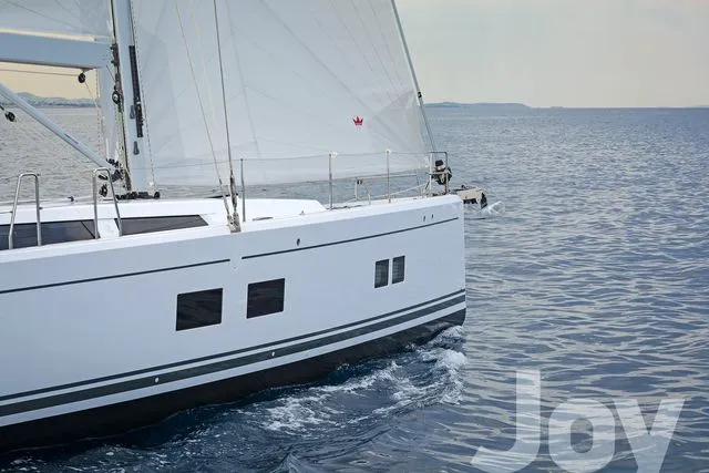 Exterior view of Joy, a Hanse 548 sailboat at Municipal Unit of Lefkada, Greece