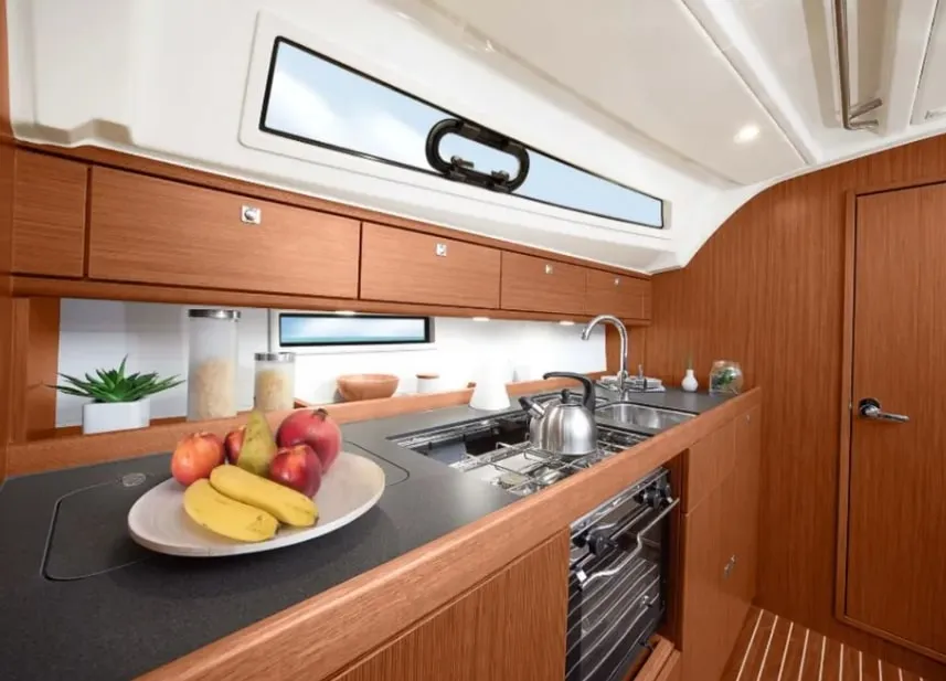 Galley of Marea, a Bavaria Cruiser 41 sailboat at Municipal Unit of Lefkada, Greece