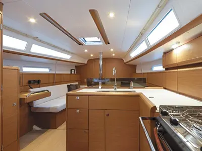 Galley of Sunsail 38 Classic, a Jeanneau Sun Odyssey 389 sailboat at Municipal Unit of Lefkada, Greece