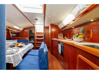 Galley of Nemo, a Grand Soleil 43 sailboat at Baiona, Spain
