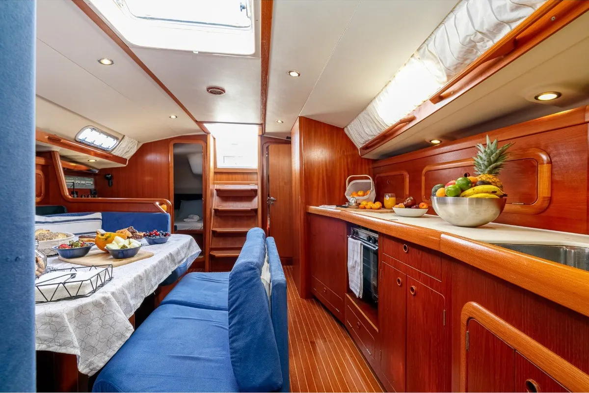 Galley of Nemo, a Grand Soleil 43 sailboat at Baiona, Spain
