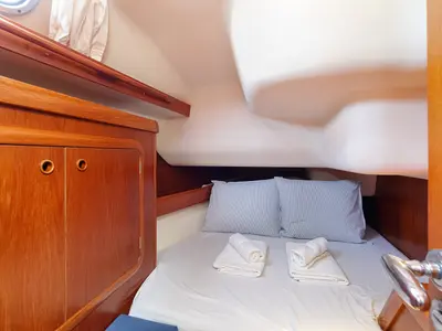 Cabin on Nemo, a Grand Soleil 43 sailboat at Baiona, Spain