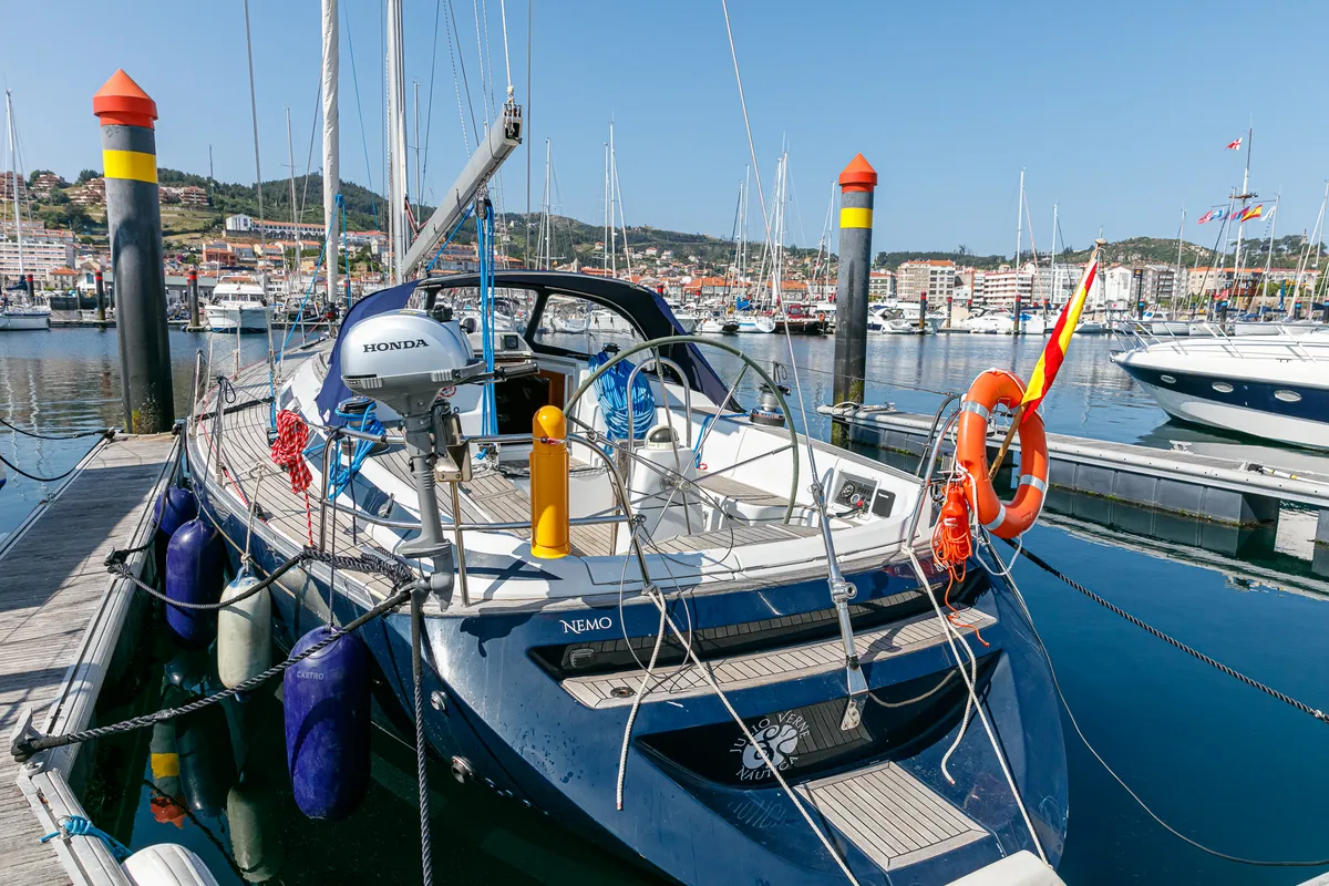 Deck of Nemo, a Grand Soleil 43 sailboat at Baiona, Spain