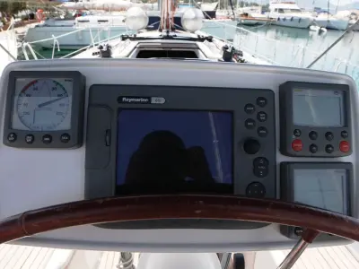 Cockpit of Schnecke, a Jeanneau Sun Odyssey 36i sailboat at Marmaris, Turkey