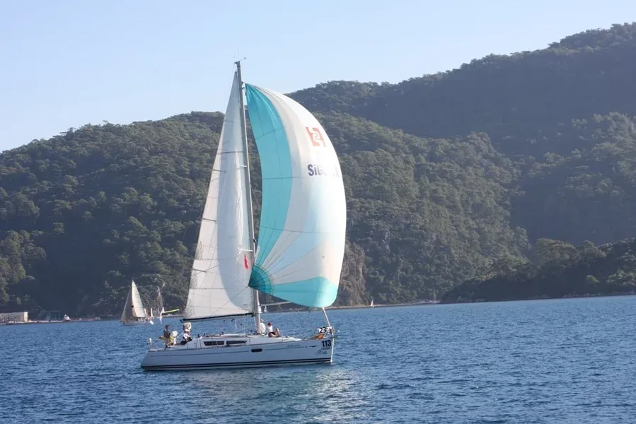Exterior view of Schnecke, a Jeanneau Sun Odyssey 36i sailboat at Marmaris, Turkey