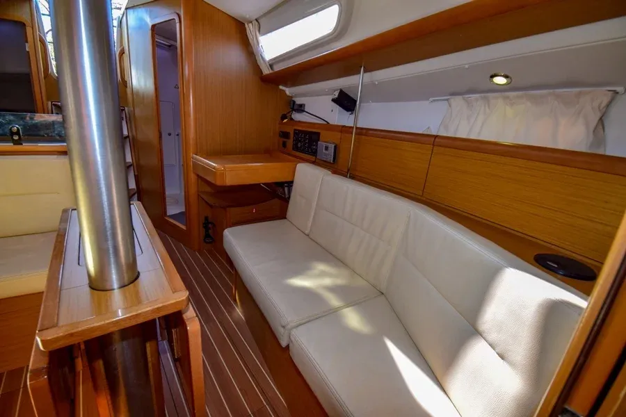 Salon of Schnecke, a Jeanneau Sun Odyssey 36i sailboat at Marmaris, Turkey