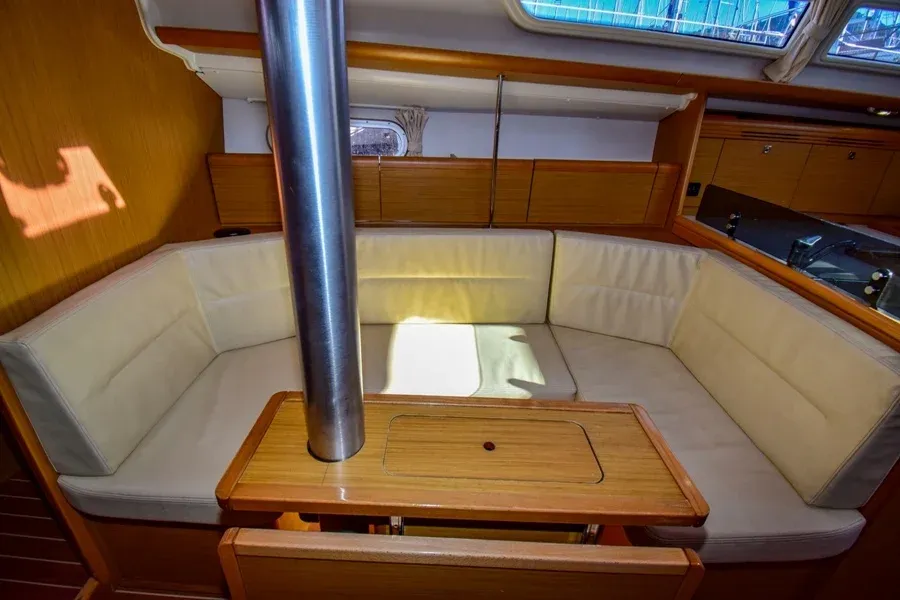 Salon of Schnecke, a Jeanneau Sun Odyssey 36i sailboat at Marmaris, Turkey