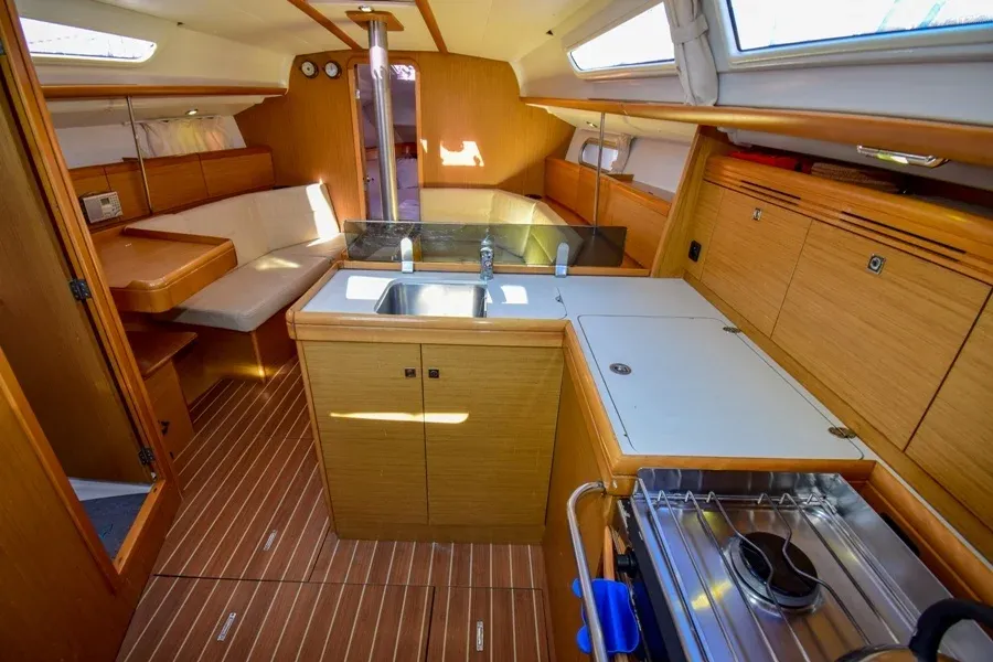 Galley of Schnecke, a Jeanneau Sun Odyssey 36i sailboat at Marmaris, Turkey