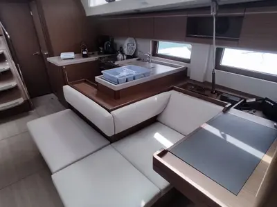 Galley of DALIA, a Beneteau Oceanis 51.1 sailboat at Kontokali, Greece
