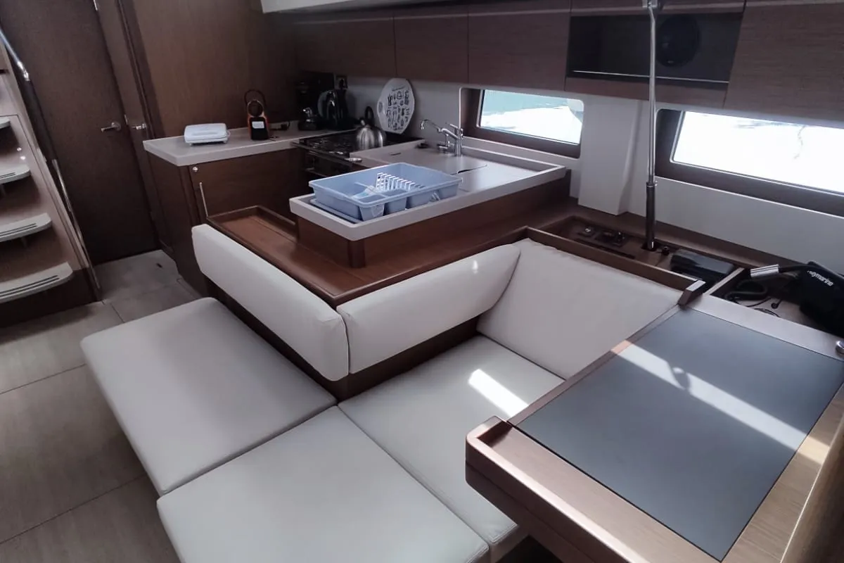 Galley of DALIA, a Beneteau Oceanis 51.1 sailboat at Kontokali, Greece