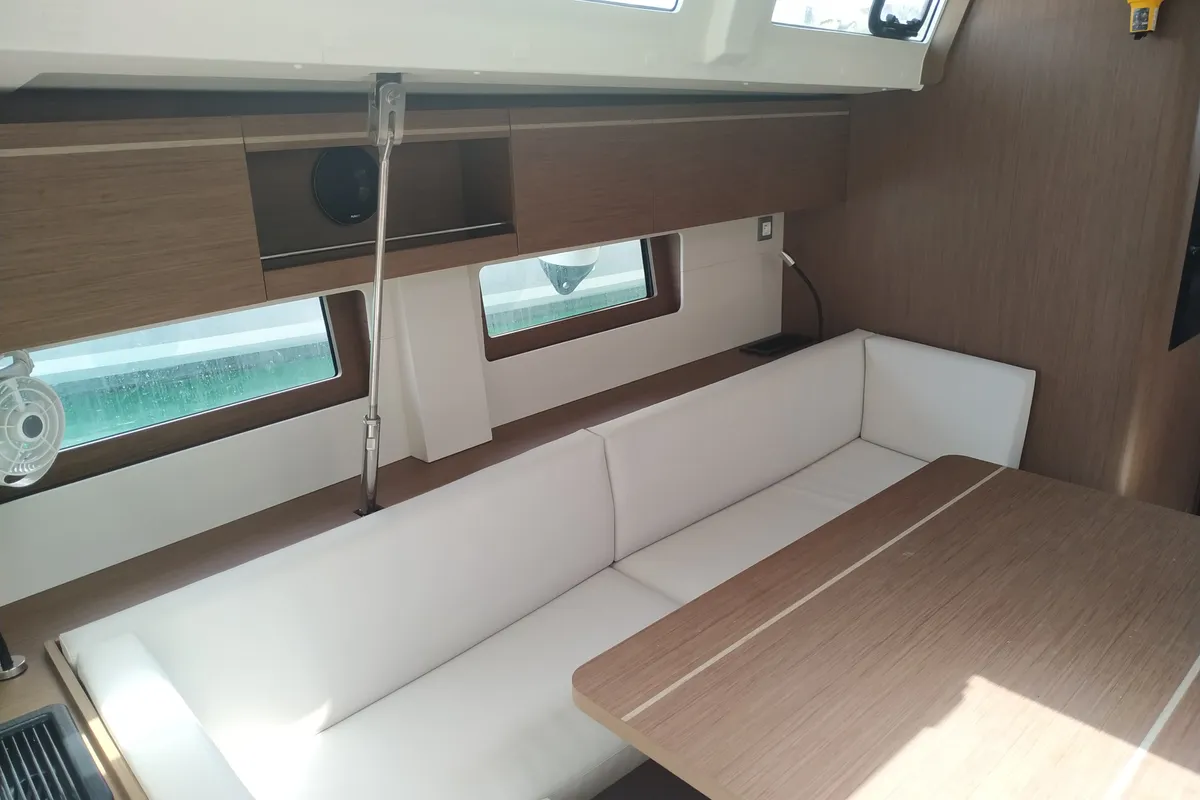 Salon of DALIA, a Beneteau Oceanis 51.1 sailboat at Kontokali, Greece