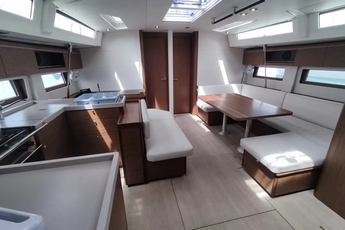 Salon of DALIA, a Beneteau Oceanis 51.1 sailboat at Kontokali, Greece